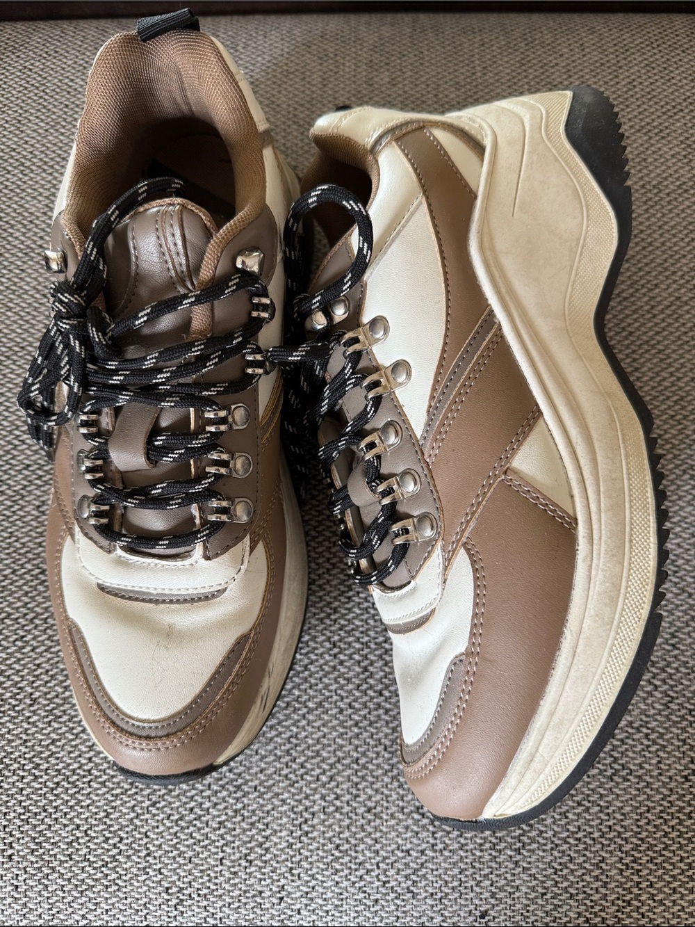 Zara Tan and Cream Chunky Women's Sneakers
